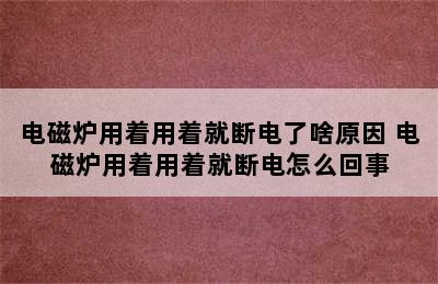 电磁炉用着用着就断电了啥原因 电磁炉用着用着就断电怎么回事